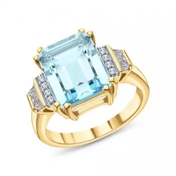 Серебряное кольцо с фианитами и топазами природными