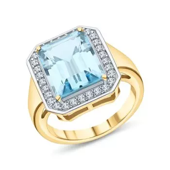 Серебряное кольцо с фианитами и топазами природными