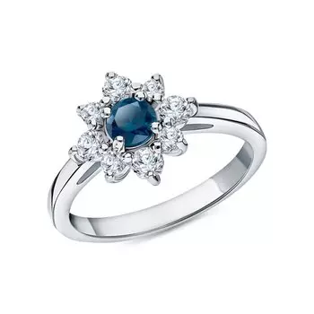 Серебряное кольцо с фианитами и топазами природными