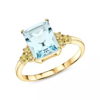 Серебряное кольцо с фианитами и топазами природными