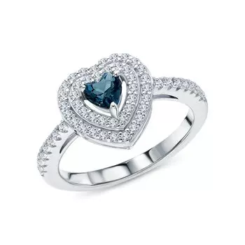 Серебряное кольцо с фианитами и топазами природными