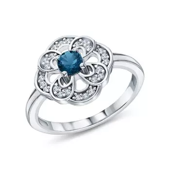 Серебряное кольцо с фианитами и топазом