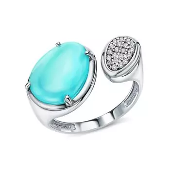 Серебряное кольцо с фианитами и ювелирными кристаллами