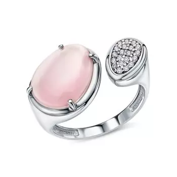 Серебряное кольцо с фианитами и ювелирными кристаллами