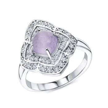 Серебряное кольцо с фианитами и жадеитом