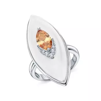 Серебряное кольцо с фианитами и жадеитом