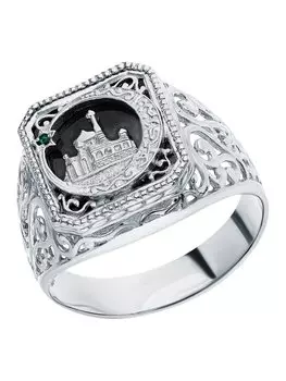 Серебряное кольцо с фианитами "Мусульманское"