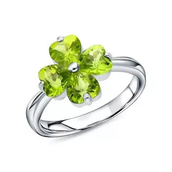 Серебряное кольцо с хризолитами природными