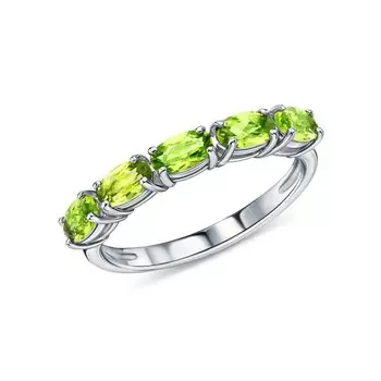 Серебряное кольцо с хризолитами природными