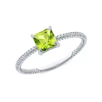 Серебряное кольцо с хризолитами природными