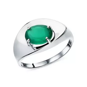 Серебряное кольцо с хризопразом природным