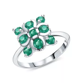 Серебряное кольцо с изумрудами природными