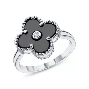 Серебряное кольцо с керамикой и фианитом