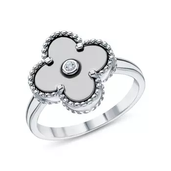 Серебряное кольцо с керамикой и фианитом