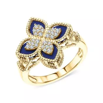 Серебряное кольцо с лазуритом и фианитами