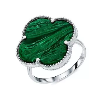 Серебряное кольцо с малахитом синтетическим