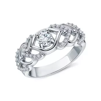 Серебряное кольцо с муассанитом и фианитами