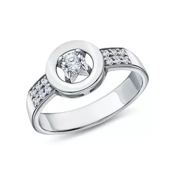 Серебряное кольцо с муассанитом и фианитами