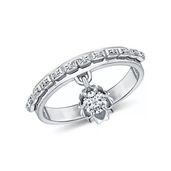 Серебряное кольцо с муассанитом и фианитами