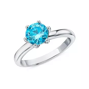 Серебряное кольцо с муассанитом параиба