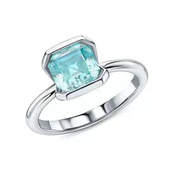 Серебряное кольцо с муассанитом параиба