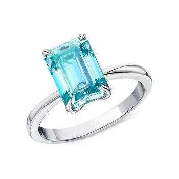 Серебряное кольцо с муассанитом параиба