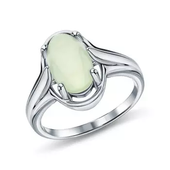 Серебряное кольцо с пренитами природными