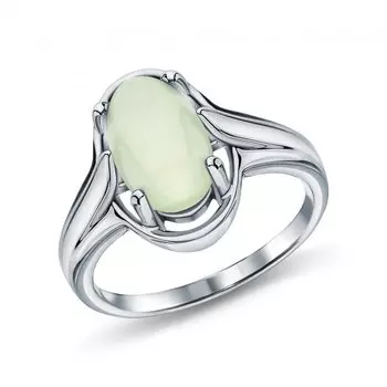 Серебряное кольцо с пренитами природными