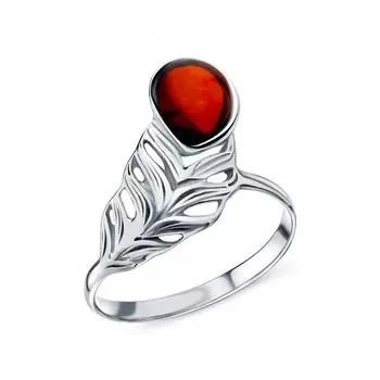 Серебряное кольцо с янтарем