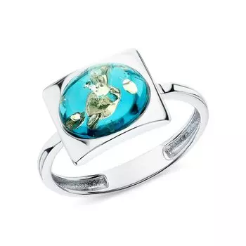 Серебряное кольцо с янтарем природным