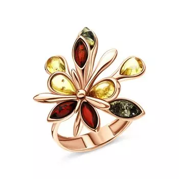 Серебряное кольцо с янтарем природным