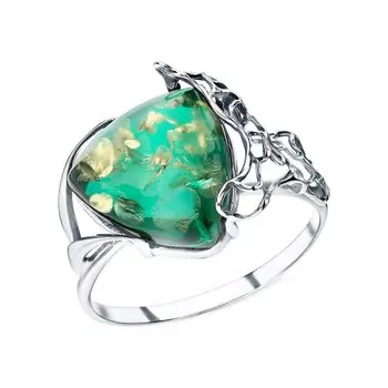 Серебряное кольцо с янтарем природным