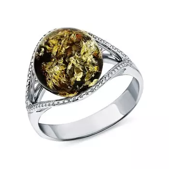 Серебряное кольцо с янтарем природным