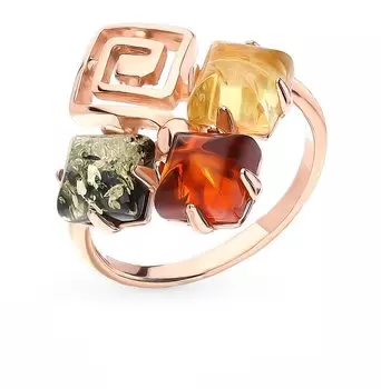 Серебряное кольцо с янтарем природным