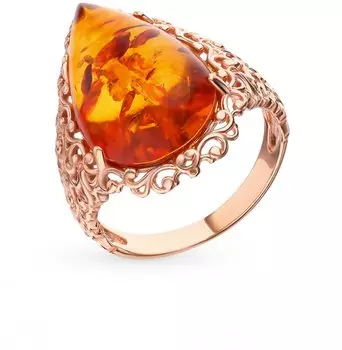 Серебряное кольцо с янтарем природным