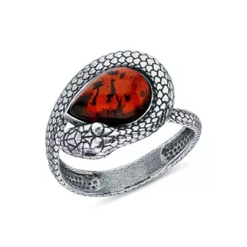 Серебряное кольцо с янтарем природным