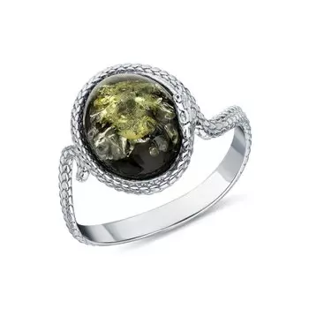 Серебряное кольцо с янтарем природным