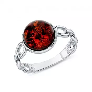 Серебряное кольцо с янтарями природными