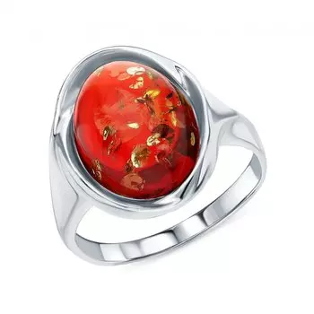 Серебряное кольцо с янтарями природными