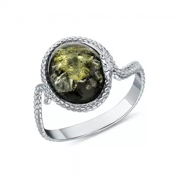 Серебряное кольцо с янтарями природными