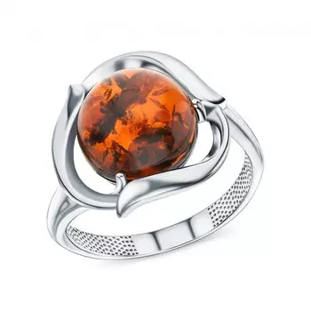 Серебряное кольцо с янтарями природными