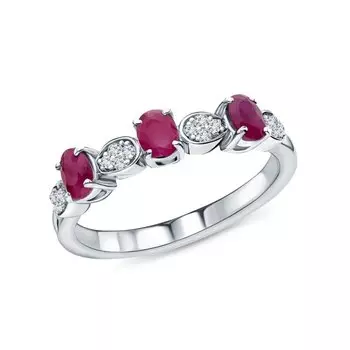 Серебряное кольцо с рубинами и фианитами