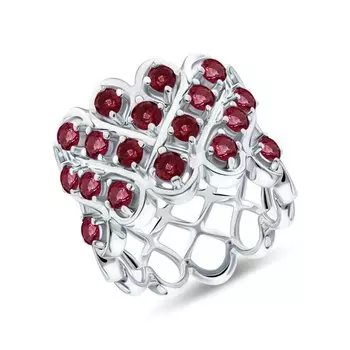 Серебряное кольцо с рубинами природными