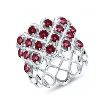 Серебряное кольцо с рубинами природными