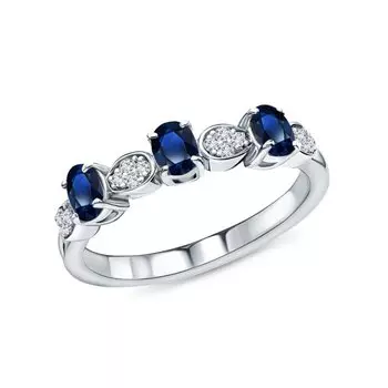 Серебряное кольцо с сапфирами и фианитами