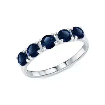 Серебряное кольцо с сапфирами природными