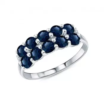Серебряное кольцо с сапфирами природными