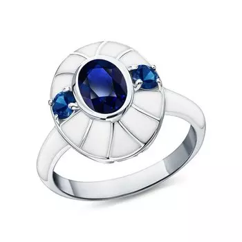 Серебряное кольцо с сапфиром и фианитами