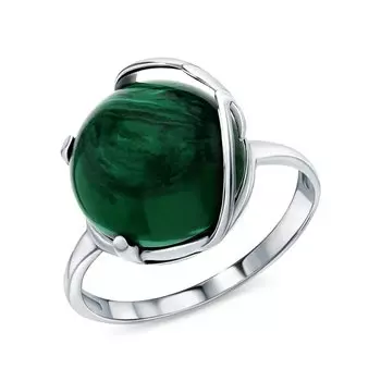 Серебряное кольцо с синтетическим малахитом