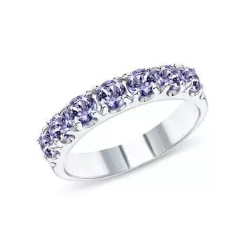 Серебряное кольцо с танзанитами природными